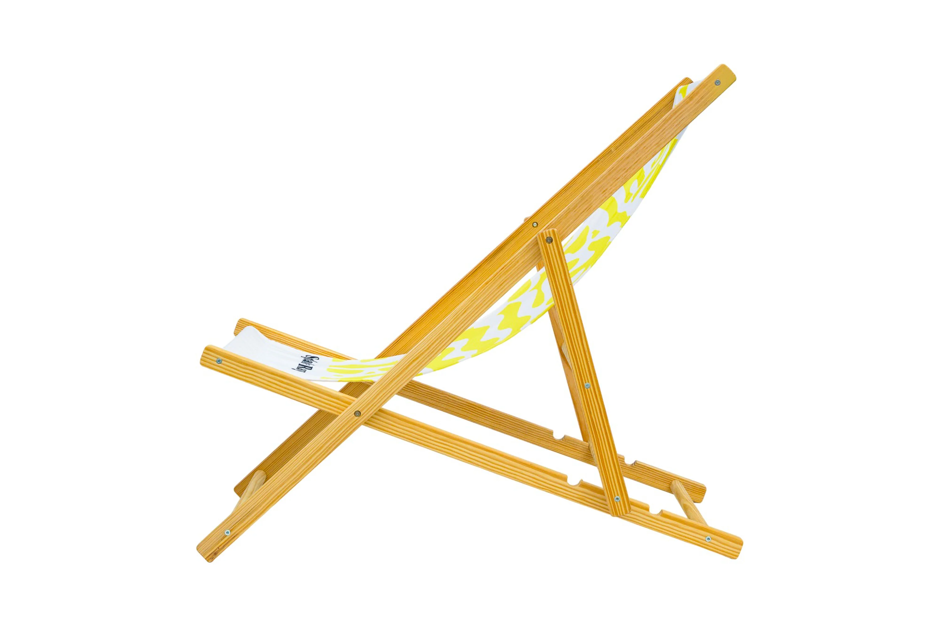 Coastal Cuts Wooden Deckchair - Yellow - Image 4