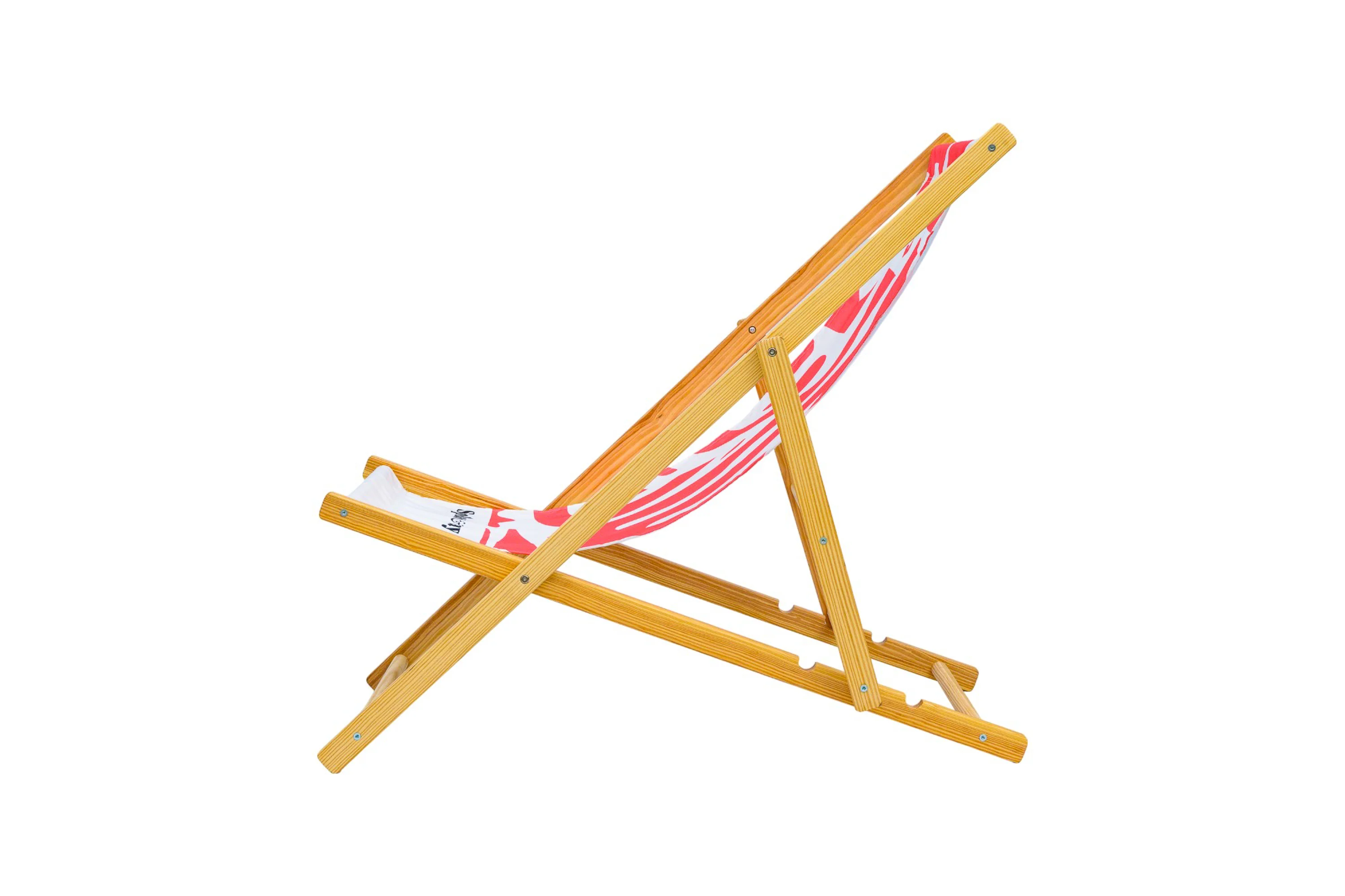 Coastal Cuts Wooden Deckchair - Pink - Image 3