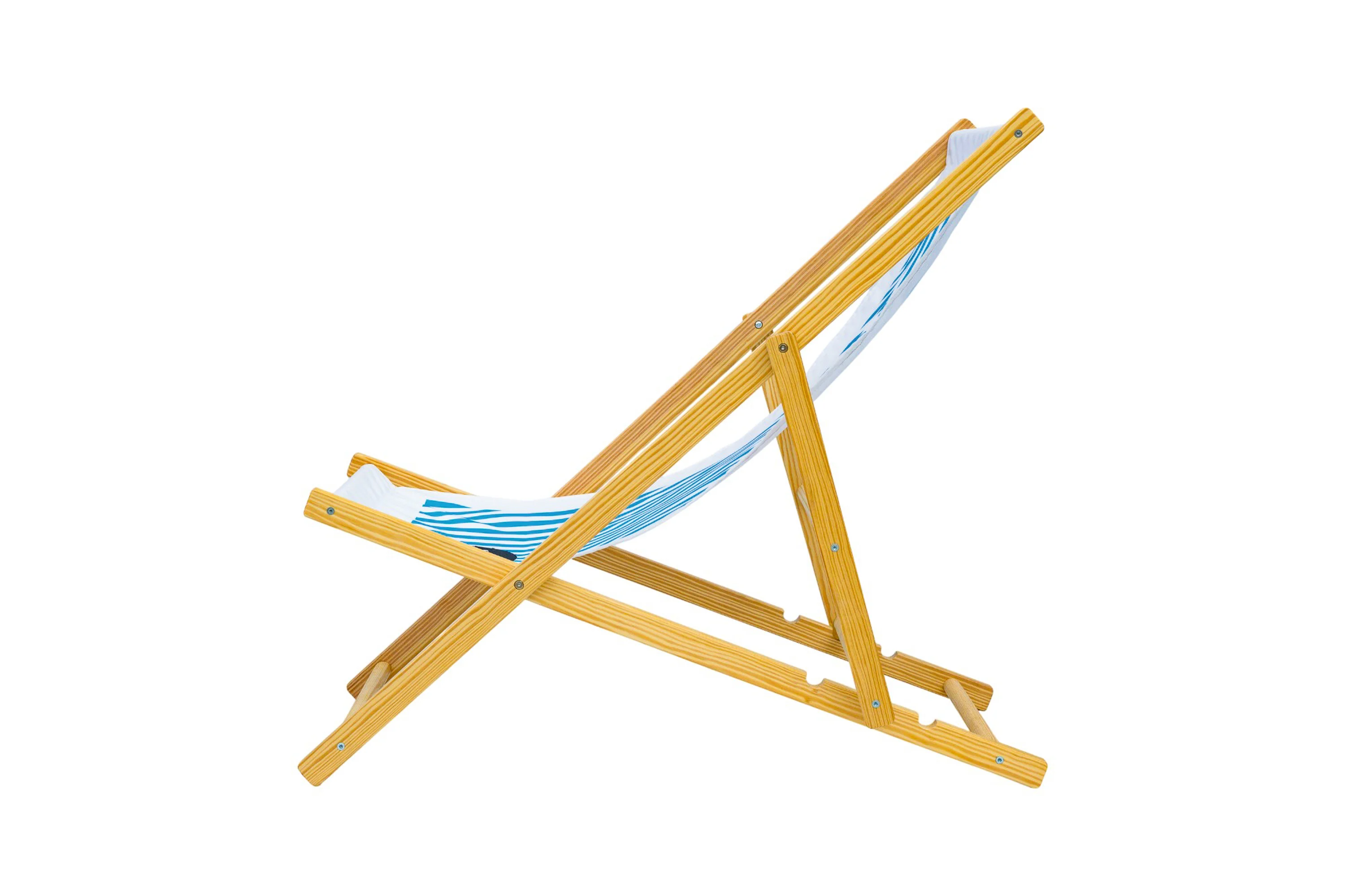 Ebb and Flow Wooden Deckchair - Blue - Image 3