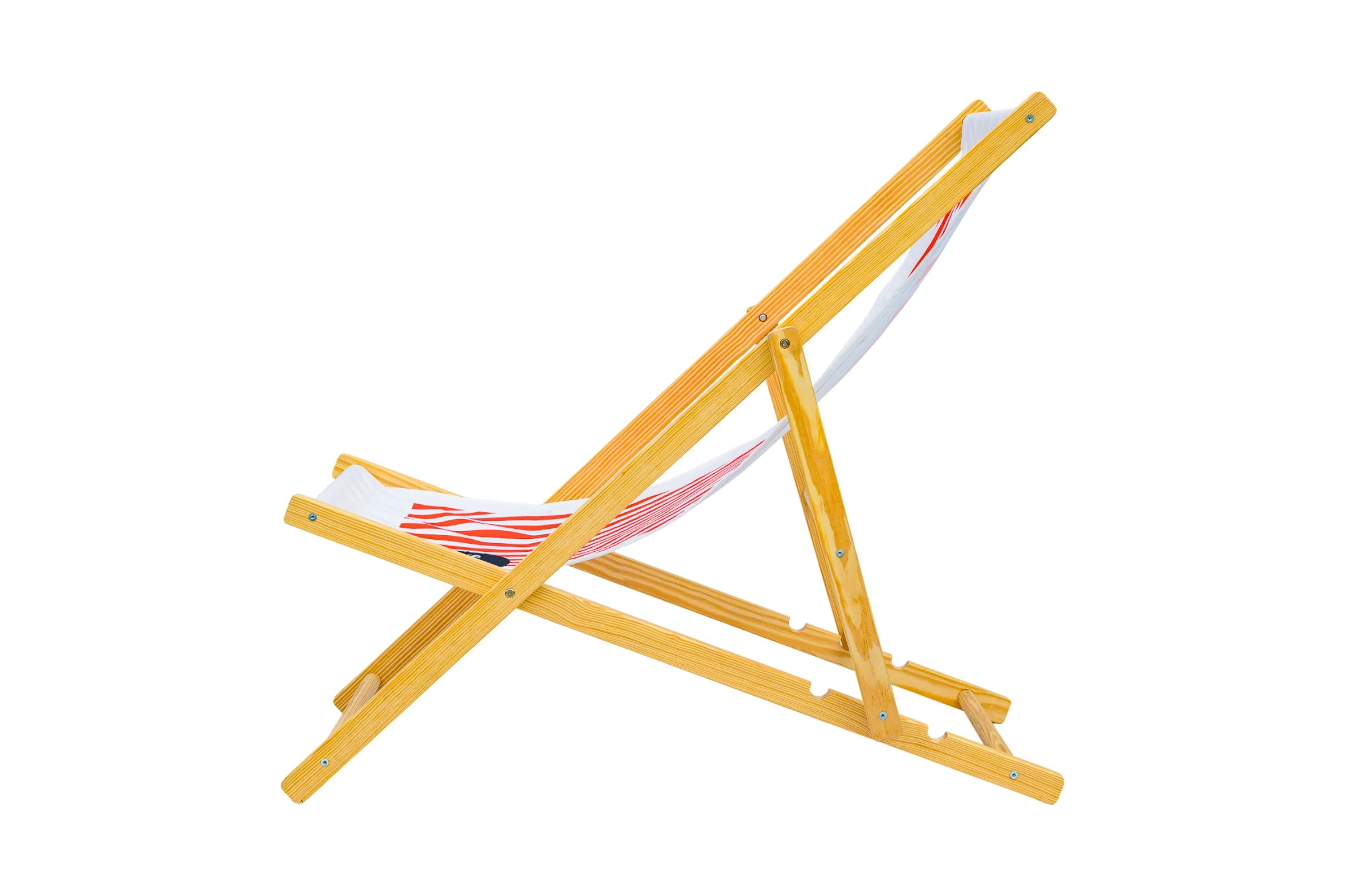 Ebb and Flow Wooden Deckchair -  Red - Image 3