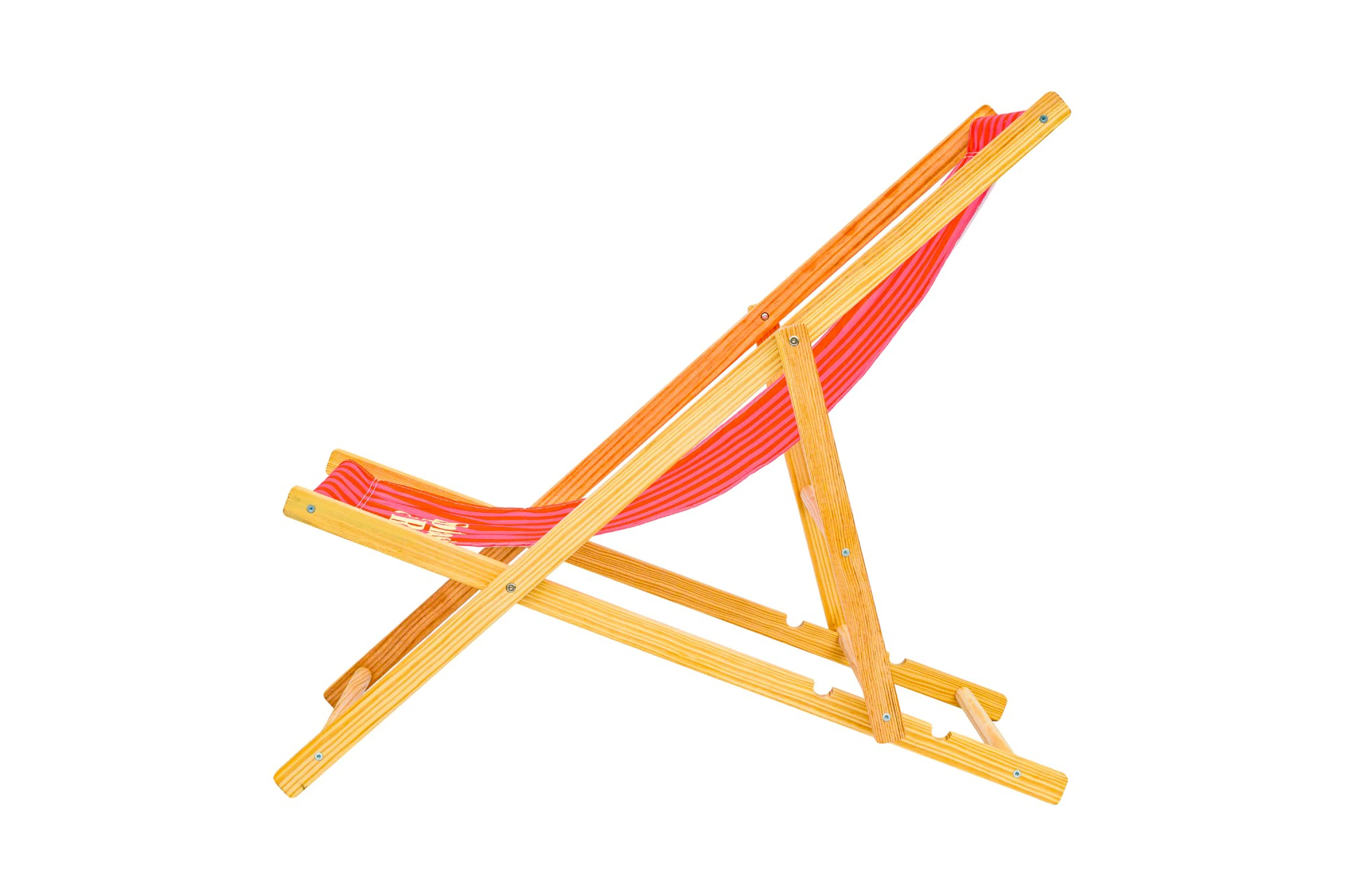 Parallel Palms Wooden Deckchair - Red/Pink - Image 3