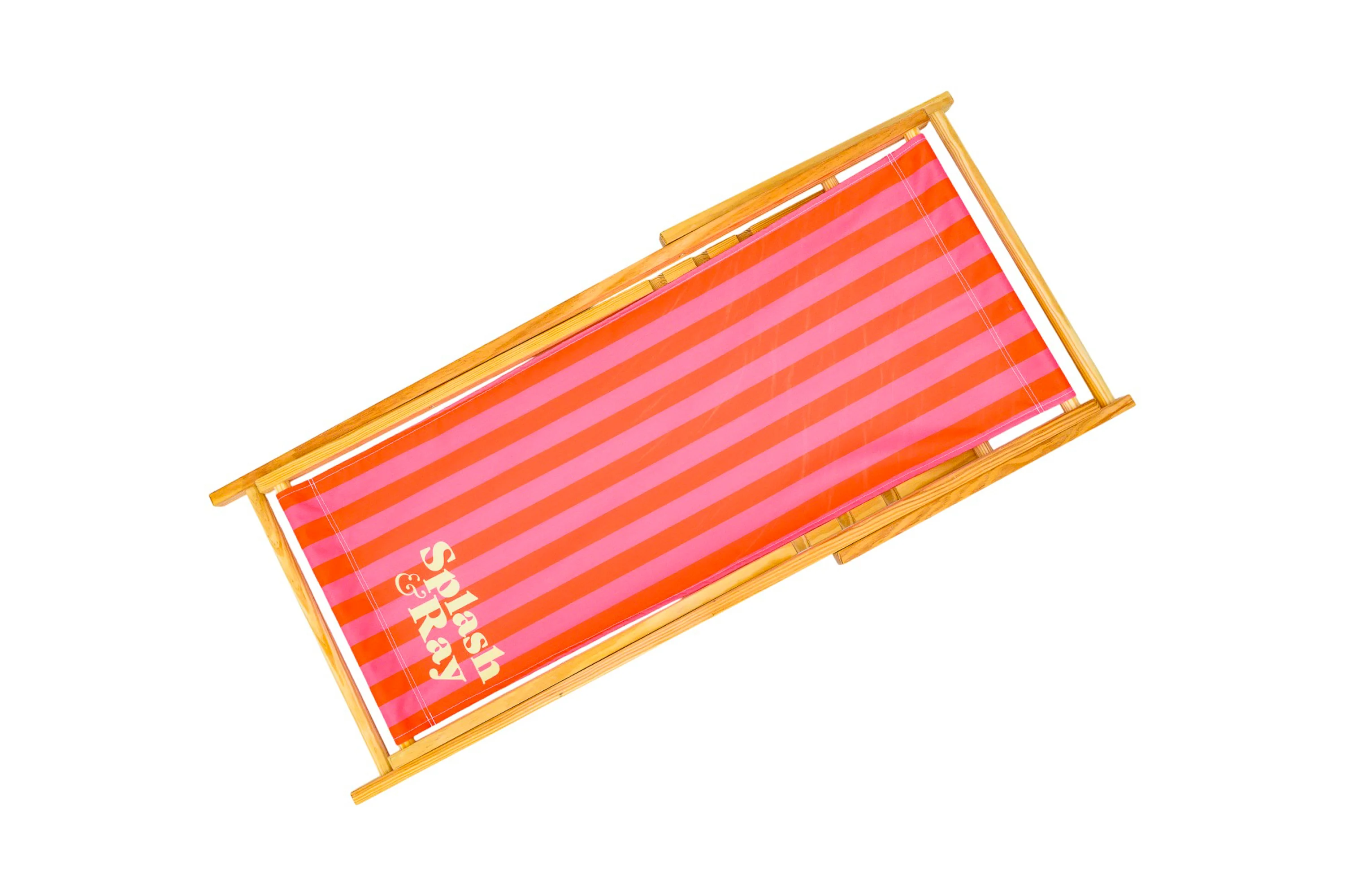 Parallel Palms Wooden Deckchair - Red/Pink - Image 4