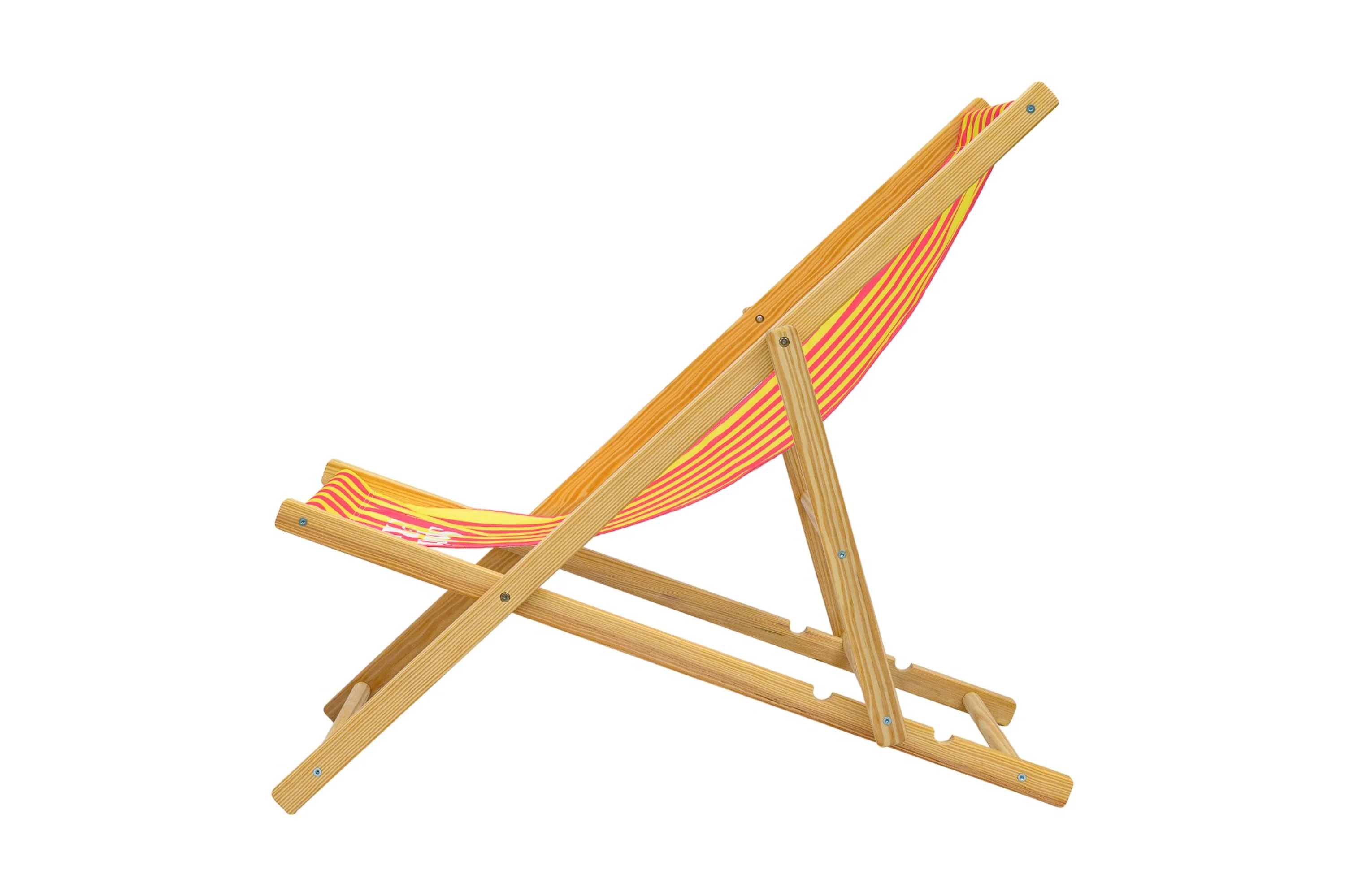 Parallel Palms Wooden Deckchair - Yellow/Pink - Image 3