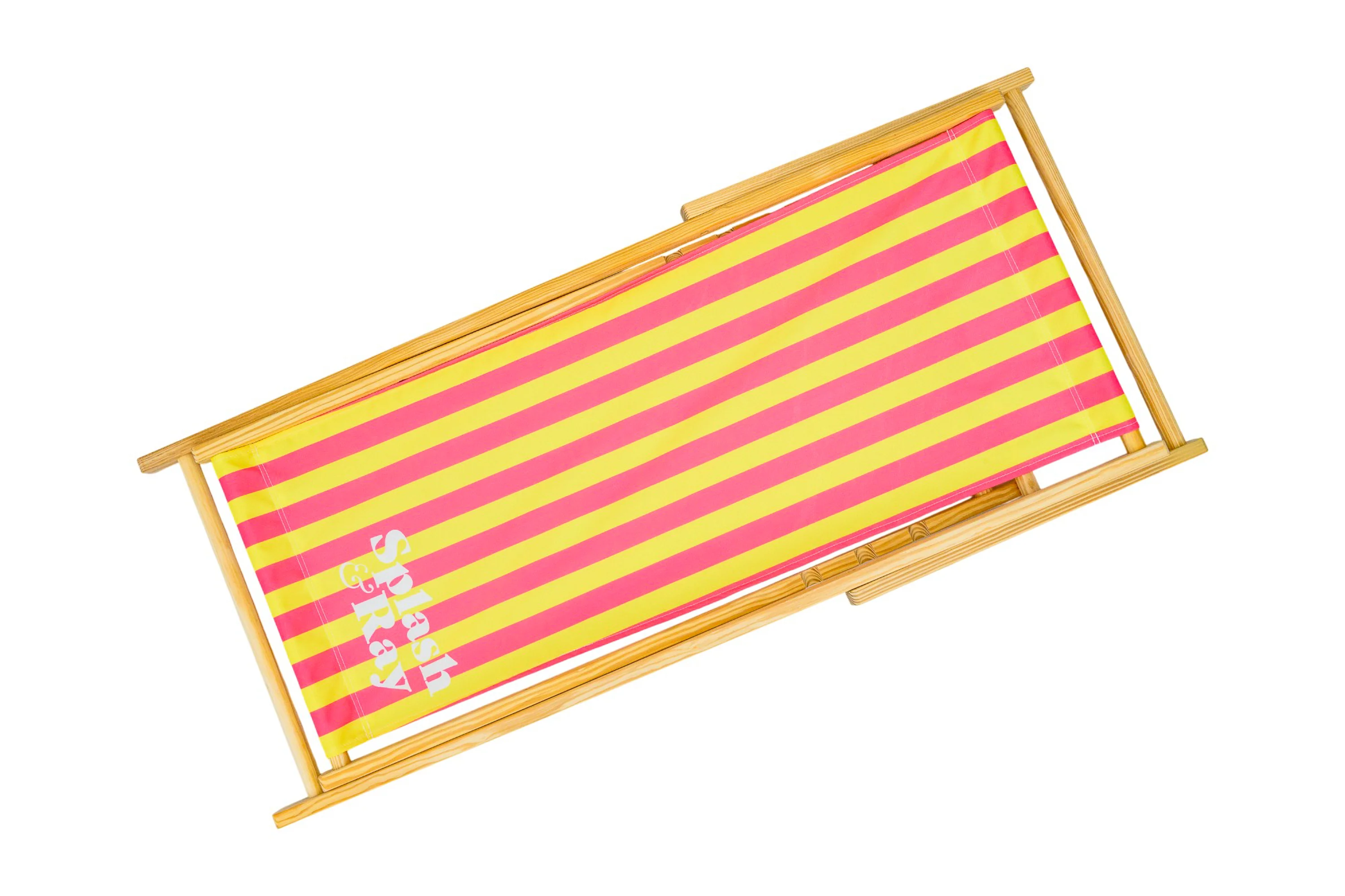 Parallel Palms Wooden Deckchair - Yellow/Pink - Image 4